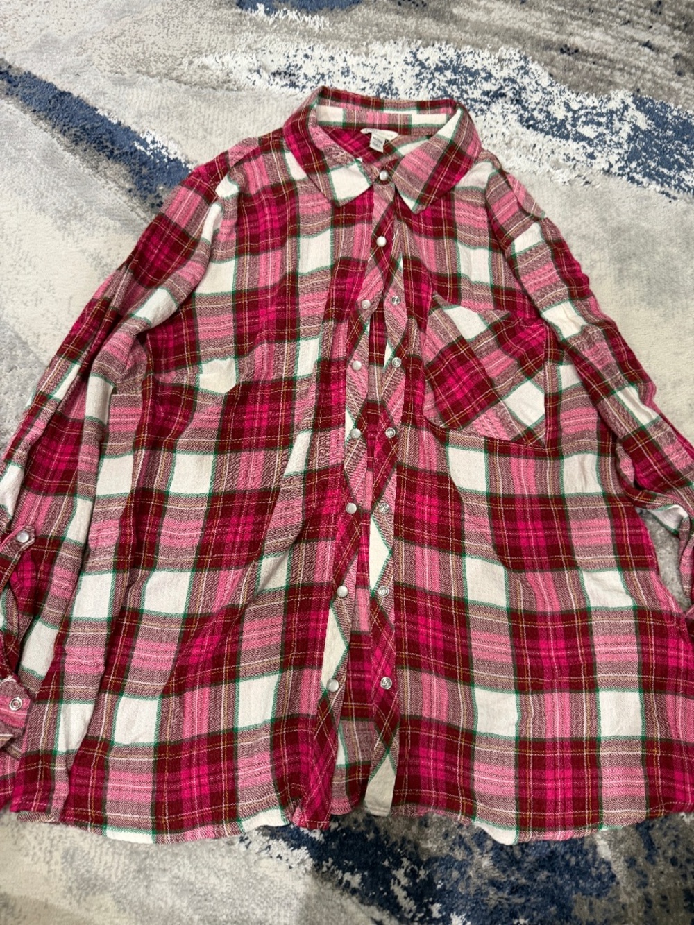 Cao 18/20W Pink Plaid Button Down Flannel Shirt NWT Plus Size